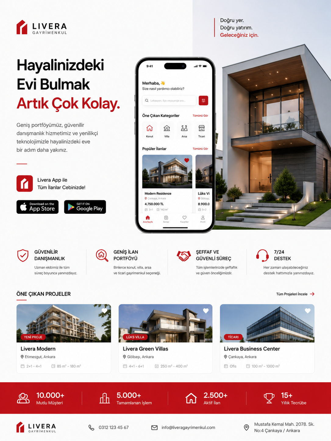 Livera Gayrimenkul mobil uygulama broşür tasarımı