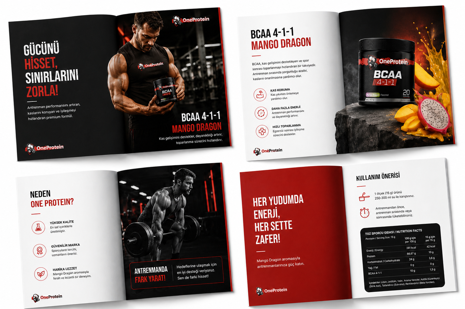 OneProtein sosyal medya ve katalog tasarımı
